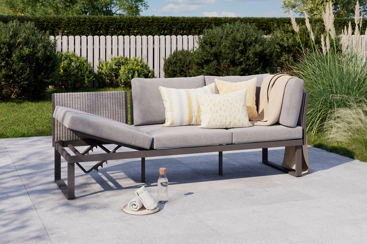 LOUNGE SOFA   antracit, svijetlo siva, tamno siva  - tamno siva/svijetlo siva, Design, metal/tekstil (201/74/76cm) - Amatio