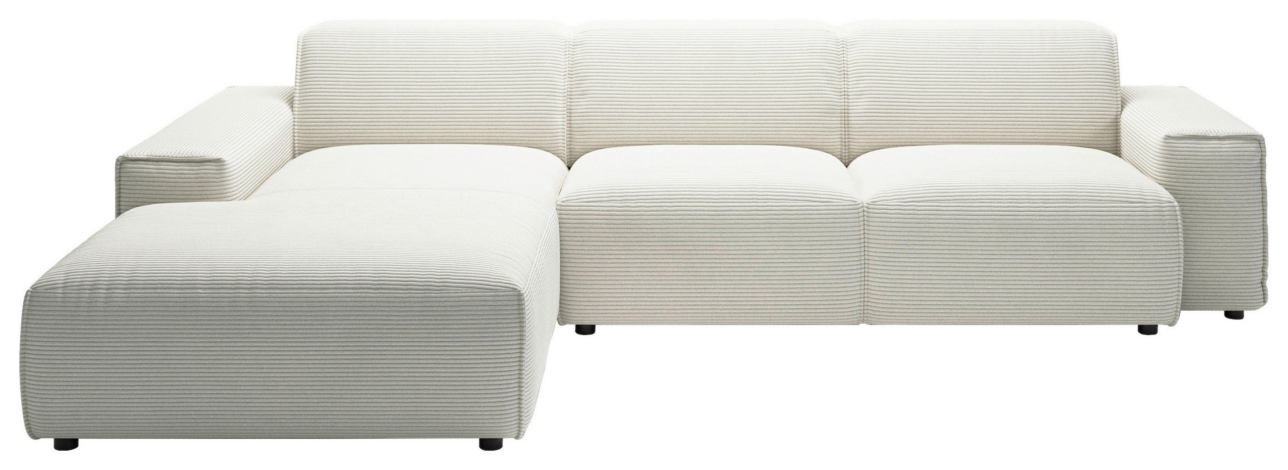 ECKSOFA Weiß Cord  - Schwarz/Weiß, Design, Kunststoff/Textil (189/300cm) - Pure Home Lifestyle