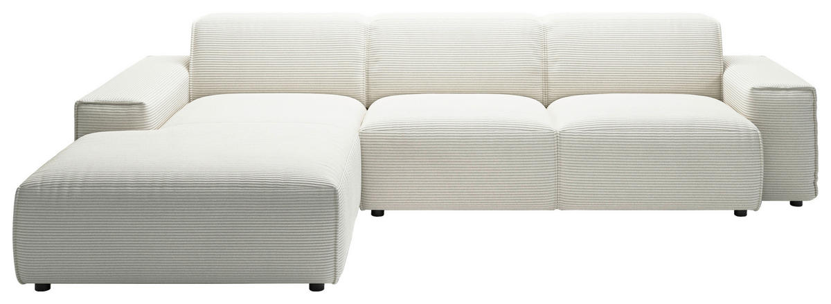 ECKSOFA in Cord Weiss  - Weiss/Schwarz, Design, Kunststoff/Textil (189/300cm) - Pure Home Lifestyle