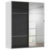 SCHWEBETÜRENSCHRANK 162/223/68 cm 2-türig Schwarz, Grau  - Chromfarben/Schwarz, KONVENTIONELL, Glas/Holzwerkstoff (162/223/68cm) - Novel