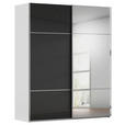 SCHWEBETÜRENSCHRANK 201/223/68 cm 2-türig Grau, Schwarz  - Chromfarben/Schwarz, KONVENTIONELL, Glas/Holzwerkstoff (201/223/68cm) - Novel