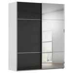 SCHWEBETÜRENSCHRANK 201/223/68 cm 2-türig Grau, Schwarz  - Chromfarben/Schwarz, KONVENTIONELL, Glas/Holzwerkstoff (201/223/68cm) - Novel