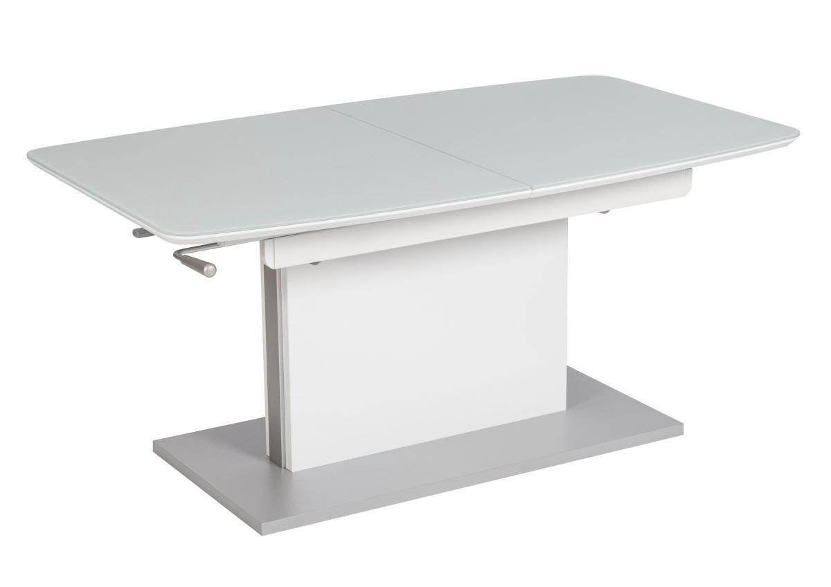 COUCHTISCH ESG 120-160/70/55-74 cm rechteckig Weiß  - Weiß, Design, Glas/Holzwerkstoff (120-160/70/55-74cm)