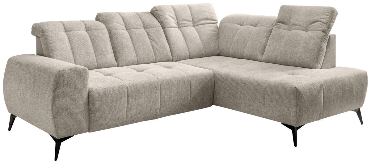 ECKSOFA Beige Chenille  - Beige/Schwarz, MODERN, Textil/Metall (261/200cm) - Livetastic