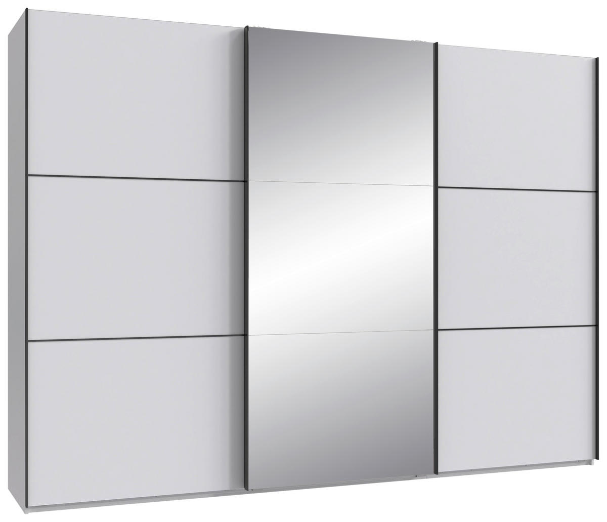 SCHWEBETÜRENSCHRANK 300/216/65 cm 3-türig Schwarz, Weiß  - Schwarz/Weiß, KONVENTIONELL, Glas/Holzwerkstoff (300/216/65cm) - Stylife