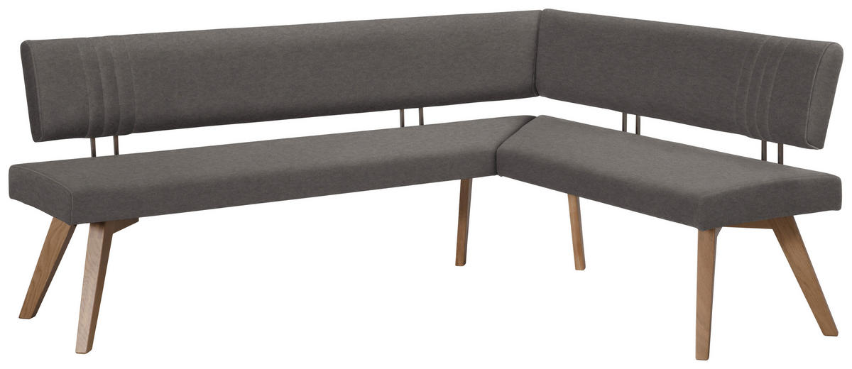 ECKBANK in Holz, Textil Dunkelgrau, Wildeiche  - Wildeiche/Eichefarben, Design, Holz/Textil (200/160cm) - Venda