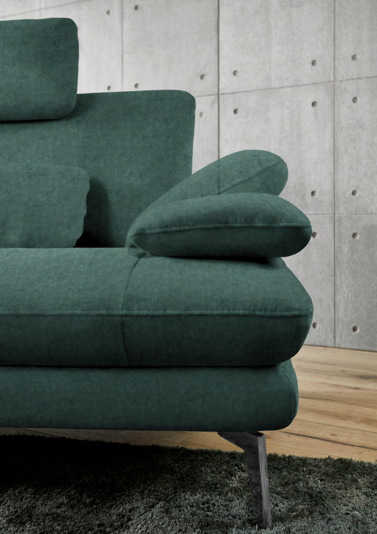ECKSOFA in Velours Blau, Grün  - Blau/Schwarz, Design, Textil/Metall (184/284cm) - Dieter Knoll