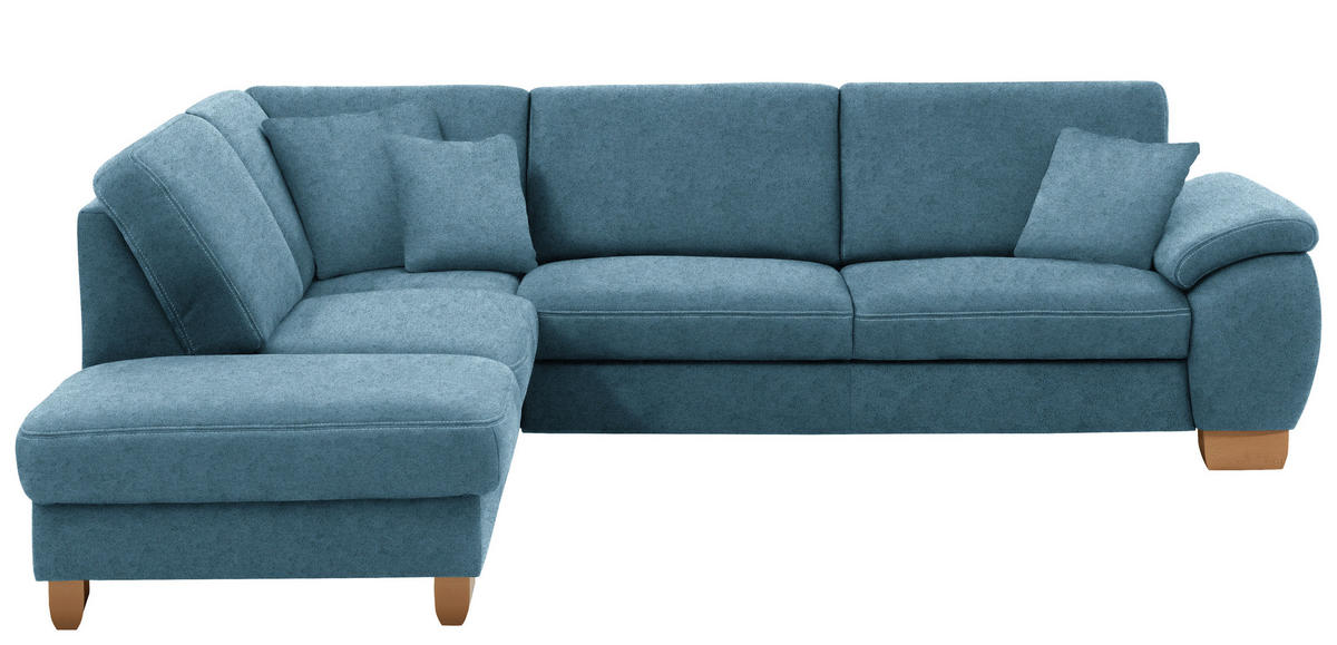 ECKSOFA  in Mikrofaser Blau  236/286 cm  - Wildeiche/Blau, KONVENTIONELL, Holz/Textil (236/286cm) - Voleo