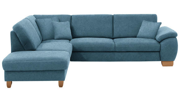 ECKSOFA in Mikrofaser Blau  236/286 cm  - Wildeiche/Blau, KONVENTIONELL, Holz/Textil (236/286cm) - Voleo
