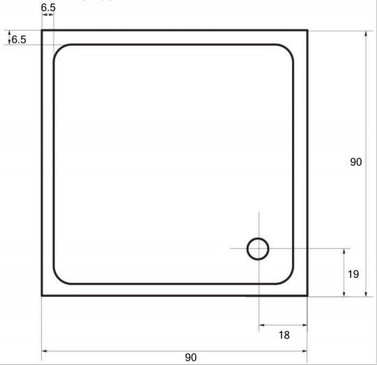 DUSCHTASSE Weiß   - Weiß, KONVENTIONELL, Kunststoff (90/5,5/90cm) - Sanotechnik