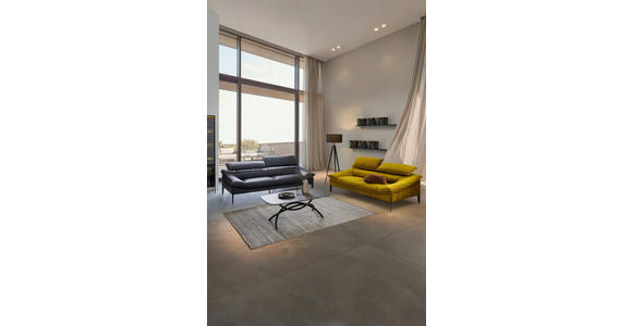 3-SITZER-SOFA Echtleder Schwarz  - Schwarz, Design, Leder/Metall (222/78/108cm) - Belluti