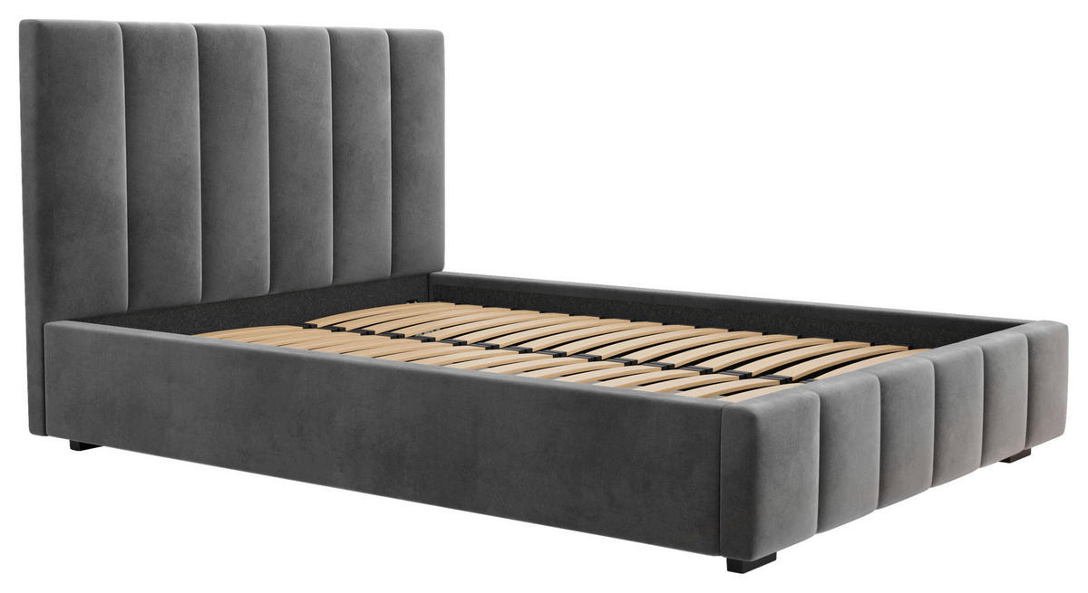 POLSTERBETT Lattenrost, Bettkasten 140/200 cm  in Anthrazit  - Anthrazit/Schwarz, Design, Holz/Kunststoff (140/200cm) - Boxxx
