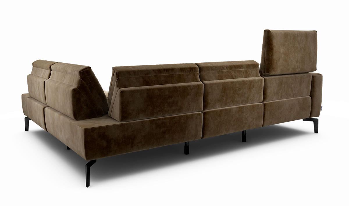ECKSOFA Cosy Braun Samt  - Schwarz/Braun, Design, Textil/Metall (256/193cm) - SENSOO
