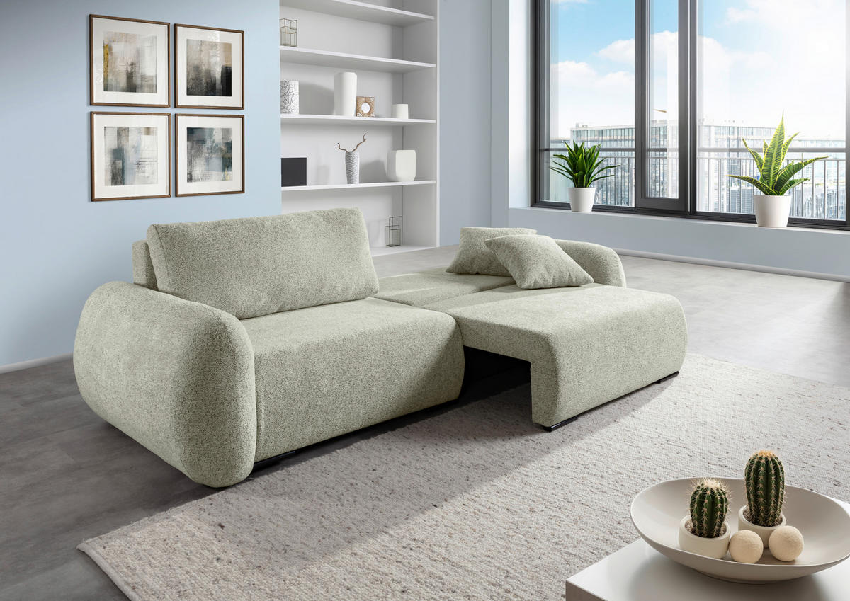 SCHLAFSOFA Flachgewebe Mintgrün  inkl. Zierkissen, Rückenkissen, Bettkasten, Schlaffunktion, Rücken echt, Liegefläche im Originalstoff  - Schwarz/Mintgrün, KONVENTIONELL, Kunststoff/Textil (250/74/92cm) - Carryhome