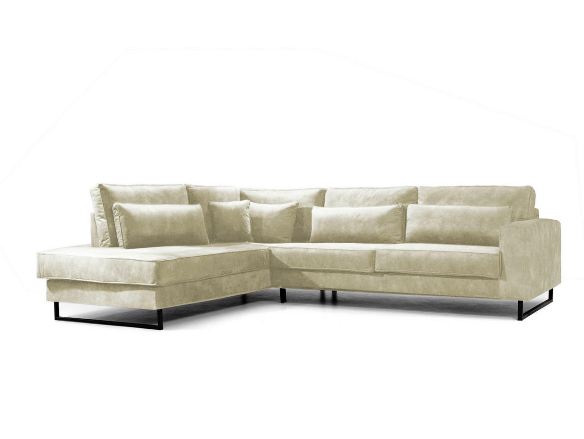 ECKSOFA Cord Beige  - Beige/Schwarz, Konventionell, Holzwerkstoff/Textil (284/253cm) - Livetastic