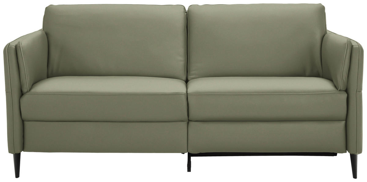 3-SITZER-SOFA Echtleder Olivgrün  - Schwarz/Olivgrün, Design, Leder/Metall (190/84/99cm) - Dieter Knoll