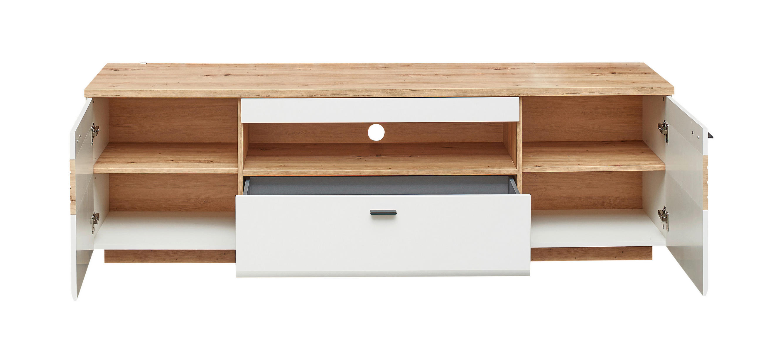 LOWBOARD Fresno  in 254/193/47 cm  - Weiss/Anthrazit, Design, Glas/Holzwerkstoff (254/193/47cm) - Livetastic
