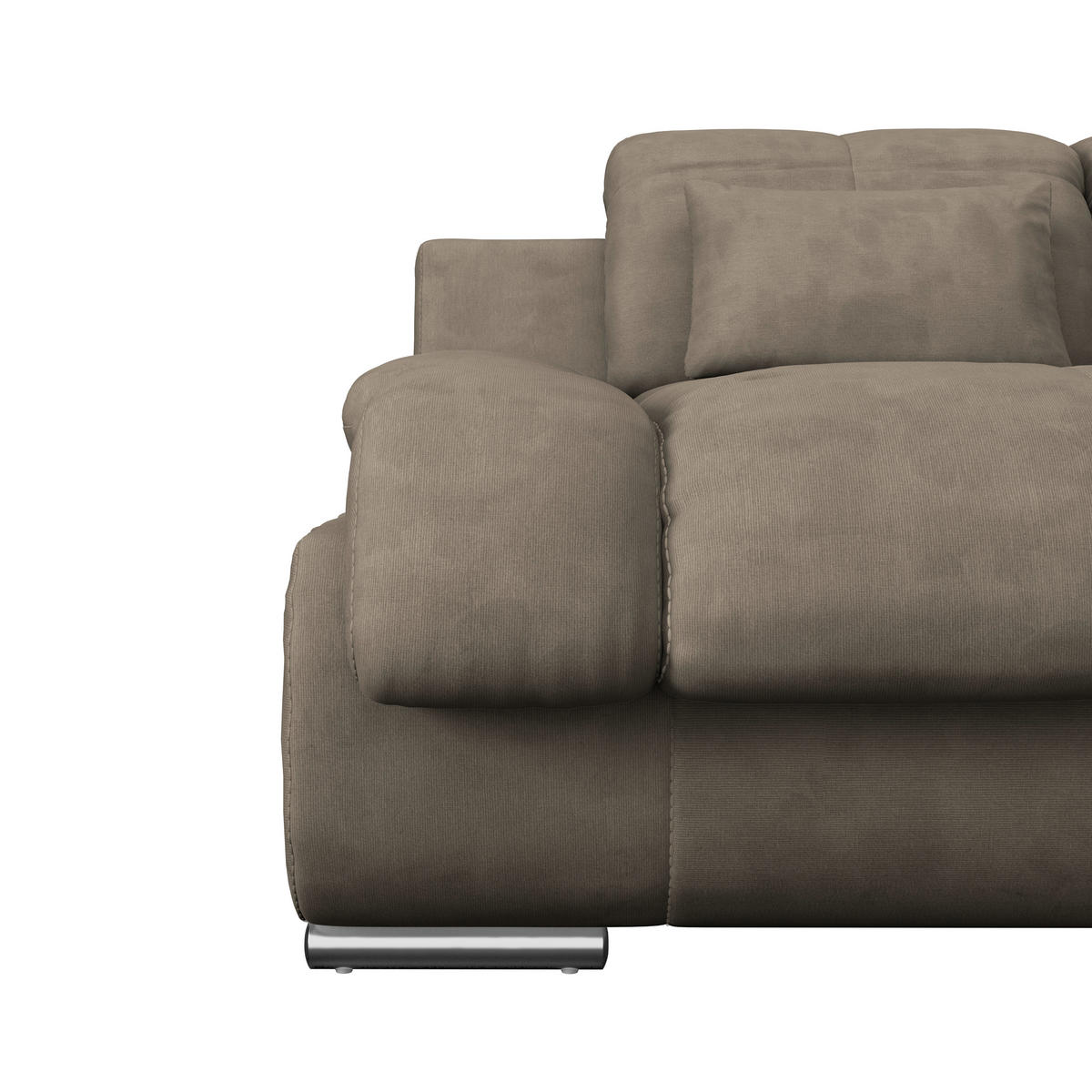 WOHNLANDSCHAFT Dunkelbraun Mikrofaser  - Chromfarben/Dunkelgrau, MODERN, Textil/Metall (184/345/228cm) - MID.YOU