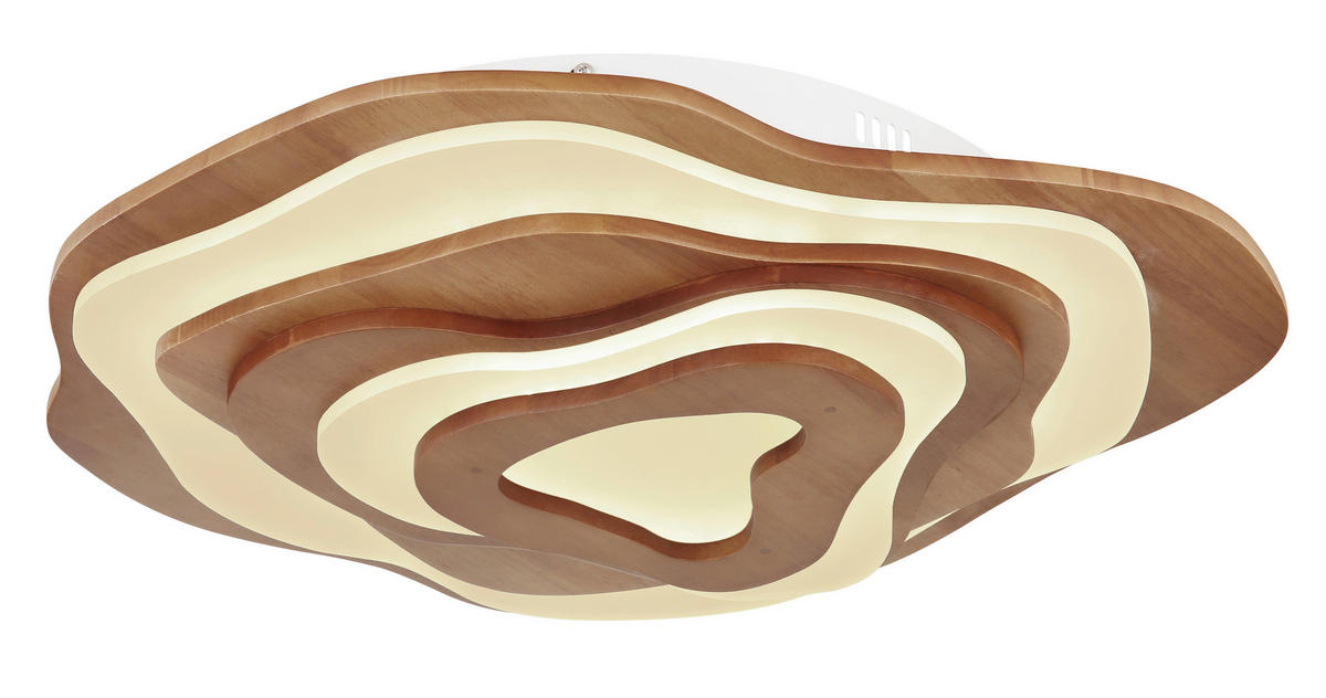 LED-DECKENLEUCHTE 58/50/10 cm   - Dunkelbraun/Opal, Natur, Holz/Kunststoff (58/50/10cm) - Globo