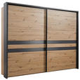 SCHWEBETÜRENSCHRANK  in Grau, Eiche Artisan  - Eiche Artisan/Grau, Design, Holzwerkstoff/Metall (270/211/61cm) - Hom`in