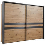 SCHWEBETÜRENSCHRANK  in Grau, Eiche Artisan  - Eiche Artisan/Grau, Design, Holzwerkstoff/Metall (270/211/61cm) - Hom`in