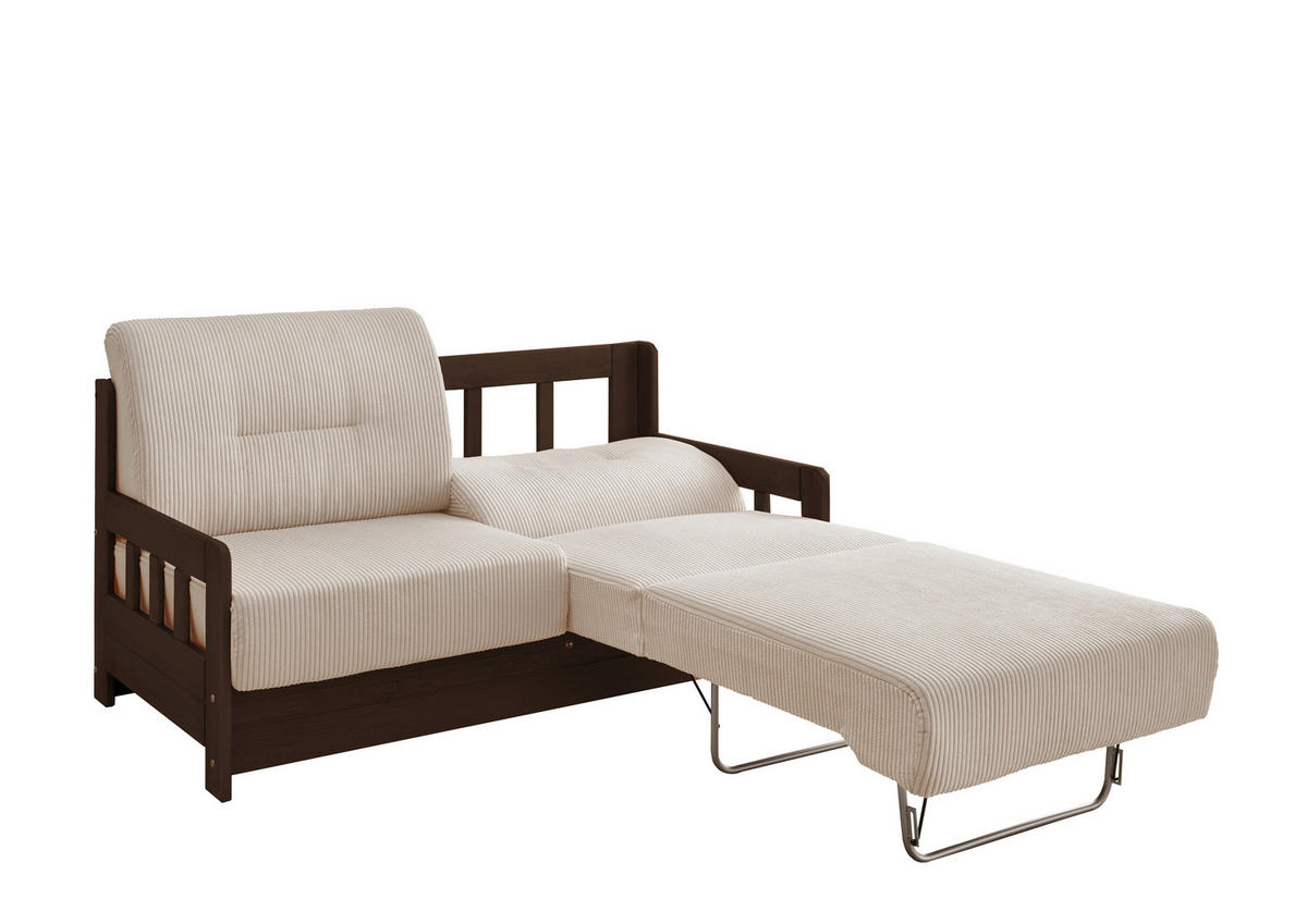 SCHLAFSOFA in Textil Nussbaumfarben, Beige  - Beige/Nussbaumfarben, Modern, Holz/Textil (154/88/90cm) - Livetastic