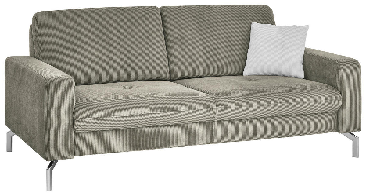 3-SITZER-SOFA Feincord Greige  - Chromfarben/Greige, Design, Textil/Metall (194/87/105cm) - Beldomo Style
