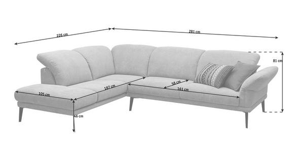 WOHNLANDSCHAFT Grau Webstoff - Schwarz/Grau, Design, Textil/Metall (226/292cm) - Valnatura