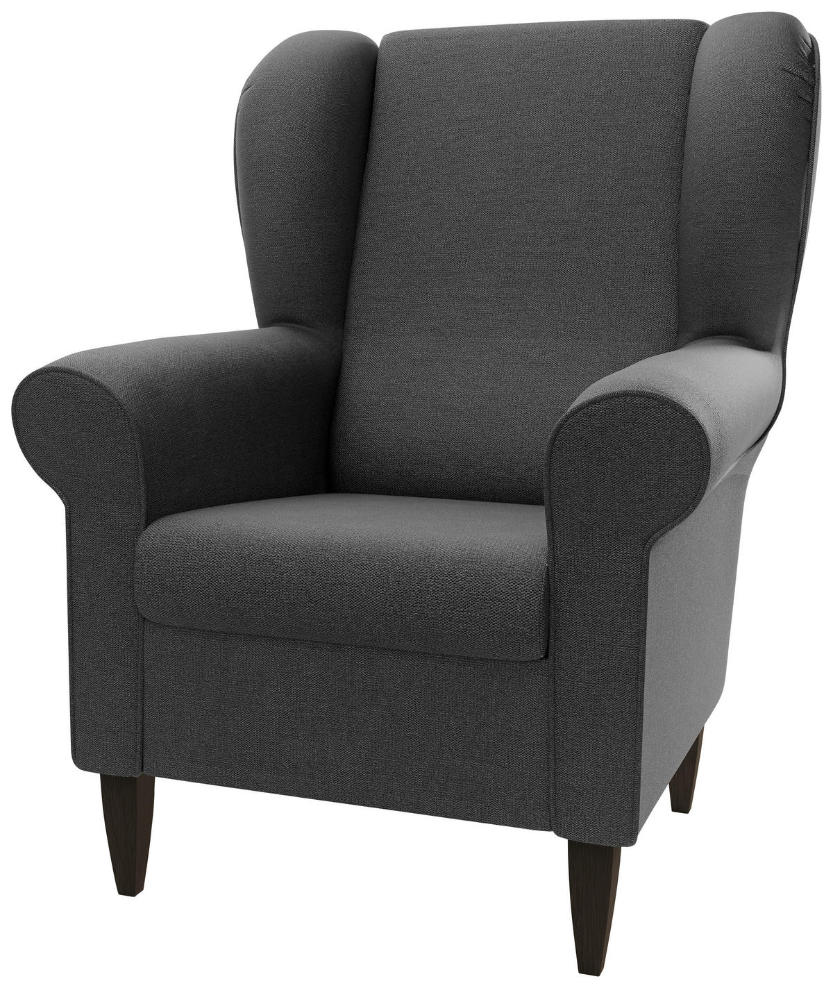 OHRENSESSEL Struktur Anthrazit  - Wengefarben/Anthrazit, Konventionell, Holz/Textil (80/102/86cm) - Livetastic