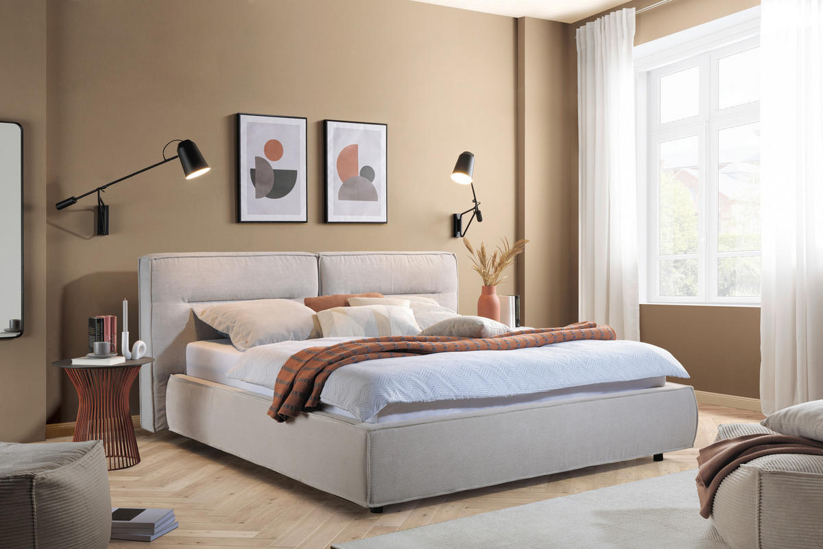 POLSTERBETT 200/200 cm  in Silberfarben  - Silberfarben/Schwarz, Design, Kunststoff/Textil (200/200cm) - Lomoco