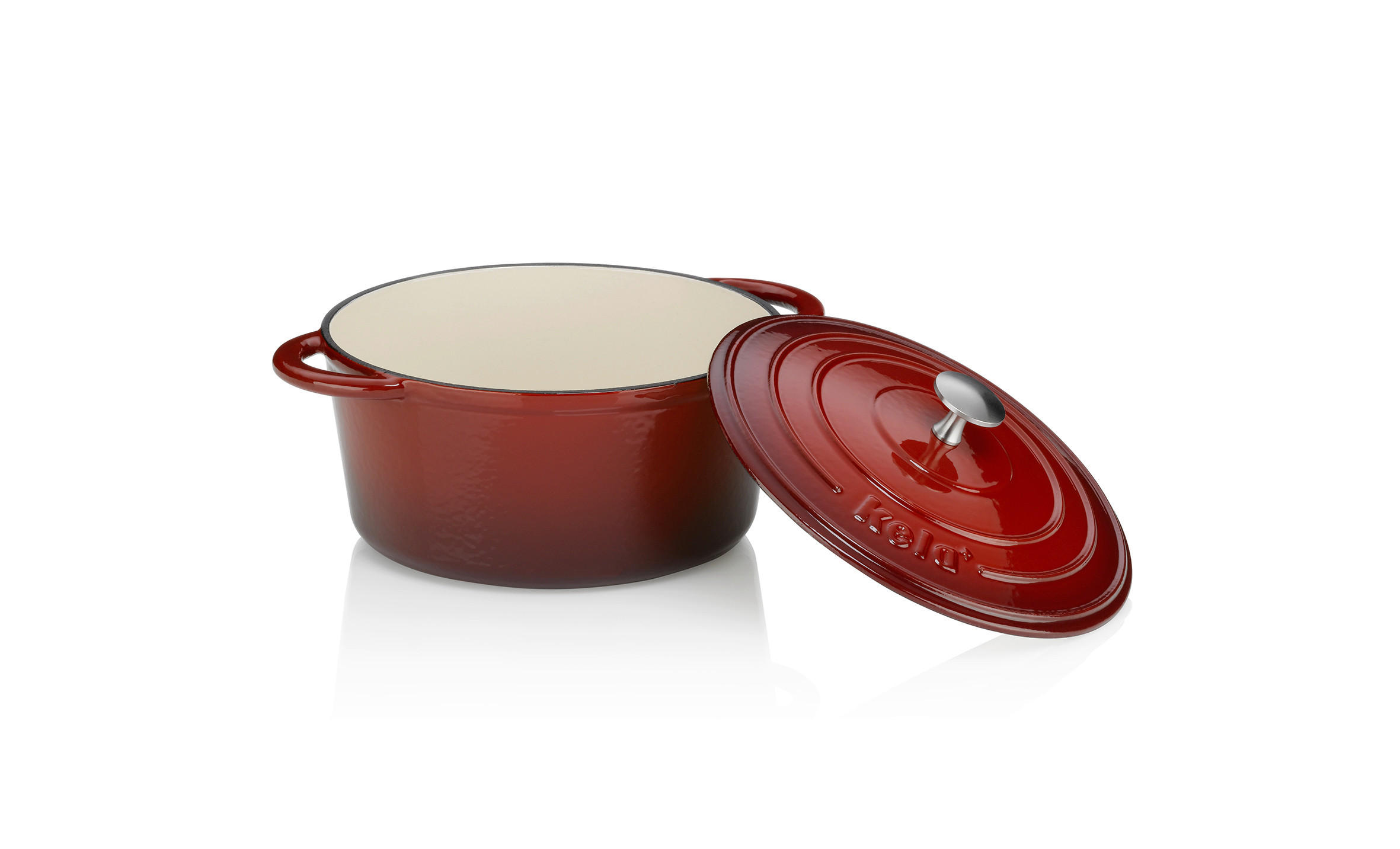 Kela Gusstopf Calido Rot, Beige 12 cm