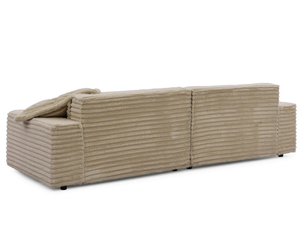 ECKSOFA Curduroy in Cord Hellbraun Rückenkissen  251/142 cm  - Hellbraun/Schwarz, Design, Kunststoff/Textil (251/142cm) - P & B