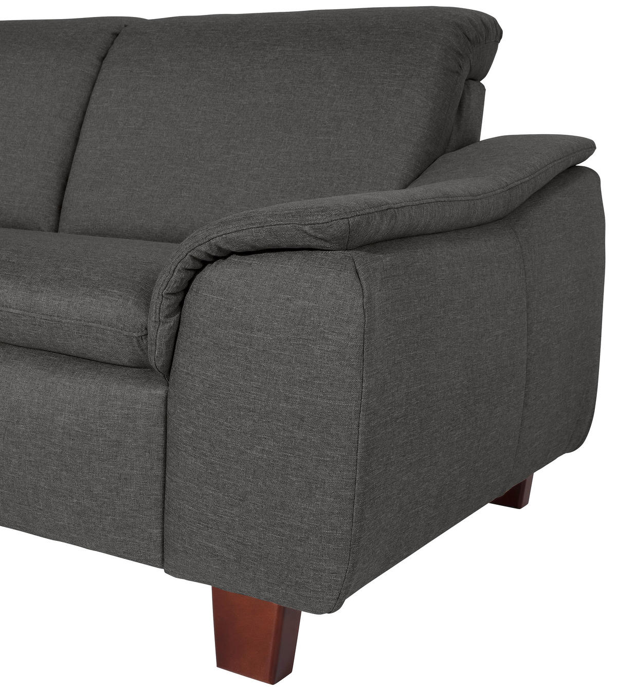 ECKSOFA Anthrazit Flachgewebe  - Anthrazit/Nussbaumfarben, Design, Holz/Textil (247/82/187cm) - Max Winzer