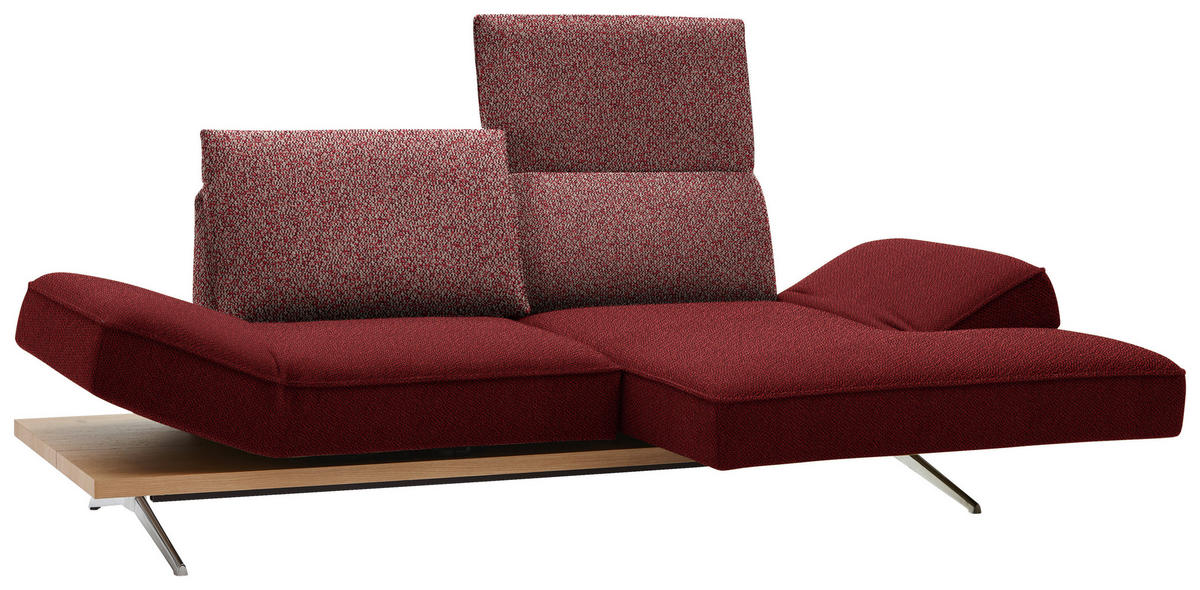 ECKSOFA in Flachgewebe Rot  - Chromfarben/Rot, Design, Holz/Textil (240/132cm) - Koinor