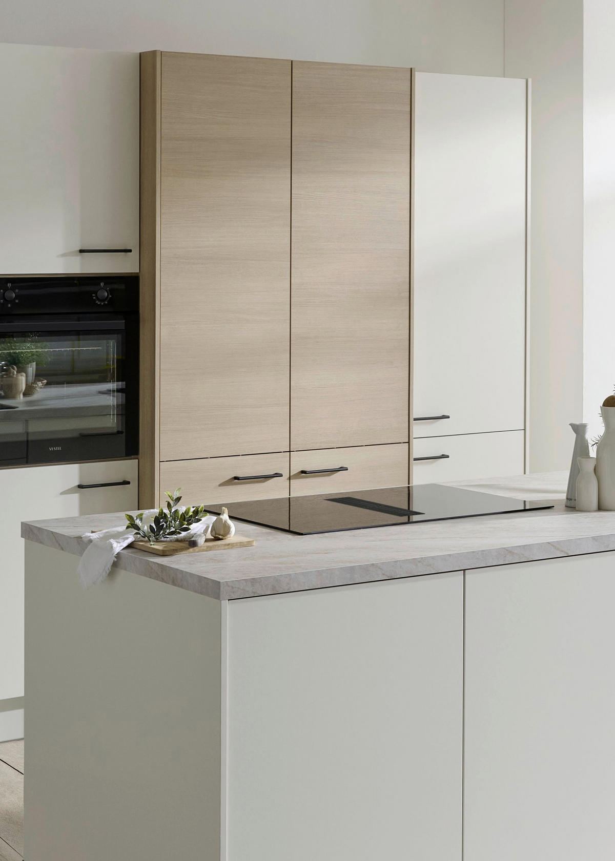KÜCHENBLOCK VE120 226,4 cm  in Weiß, Eichefarben  - Eichefarben/Beige, Basics, Holzwerkstoff/Metall (226,4cm) - Venda