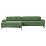 ECKSOFA in Cord Olivgrün  165/295 cm  - Schwarz/Olivgrün, KONVENTIONELL, Textil/Metall (165/295cm) - Carryhome