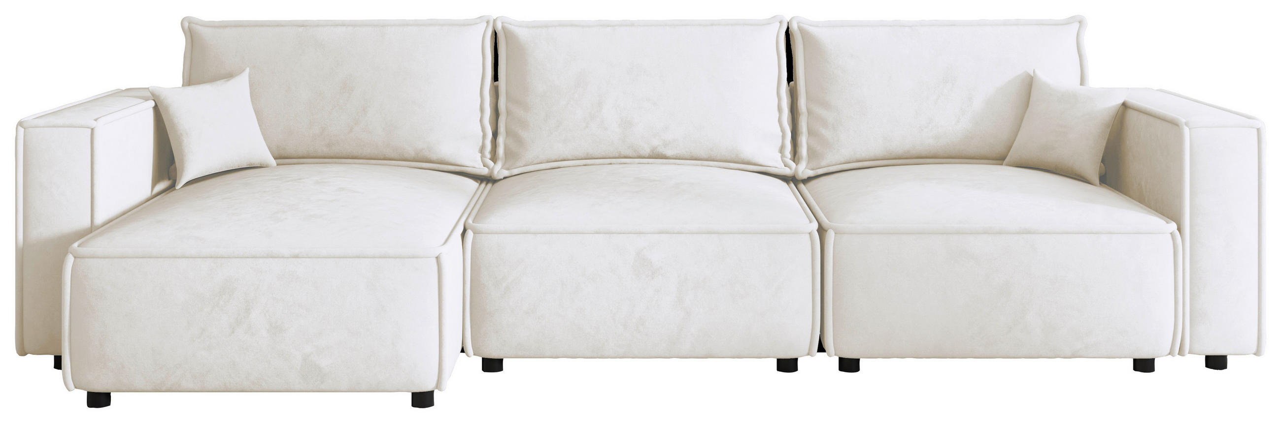 ECKSOFA  in Webstoff Creme  153/350 cm  - Creme/Schwarz, MODERN, Kunststoff/Textil (153/350cm) - Xora