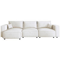 ECKSOFA Creme Webstoff Zierkissen, Rückenkissen, Rücken echt  - Creme/Schwarz, MODERN, Kunststoff/Textil (153/350cm) - Xora