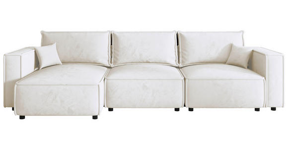 ECKSOFA Creme Webstoff Zierkissen, Rückenkissen, Rücken echt  - Creme/Schwarz, MODERN, Kunststoff/Textil (153/350cm) - Xora