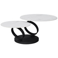 KONFERENČNÝ STOLÍK, čierna, biela, kov, keramika, 80-133,5/80/43 cm - čierna/biela, Design, kov/keramika (80-133,5/80/43cm) - Dieter Knoll