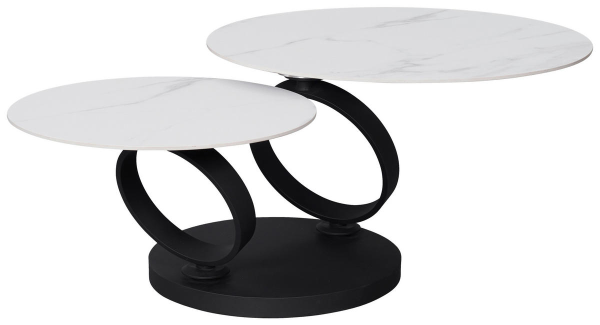 KONFERENČNÝ STOLÍK, čierna, biela, kov, keramika, 80-133,5/80/43 cm - čierna/biela, Design, kov/keramika (80-133,5/80/43cm) - Dieter Knoll