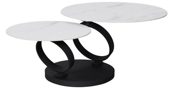 COUCHTISCH 80-133,5/80/43 cm rund Schwarz, Weiß - Schwarz/Weiß, Design, Keramik/Metall (80-133,5/80/43cm) - Dieter Knoll