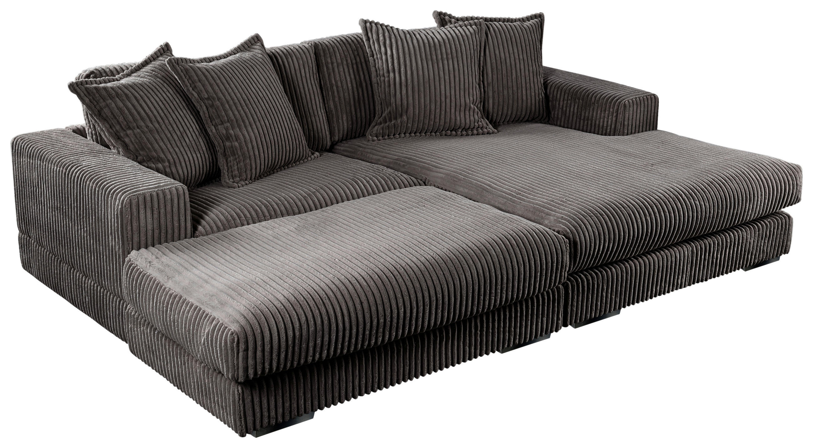 ECKSOFA FUNNY Grau Cord  - Schwarz/Grau, Basics, Kunststoff/Textil (195/285cm) - Livetastic