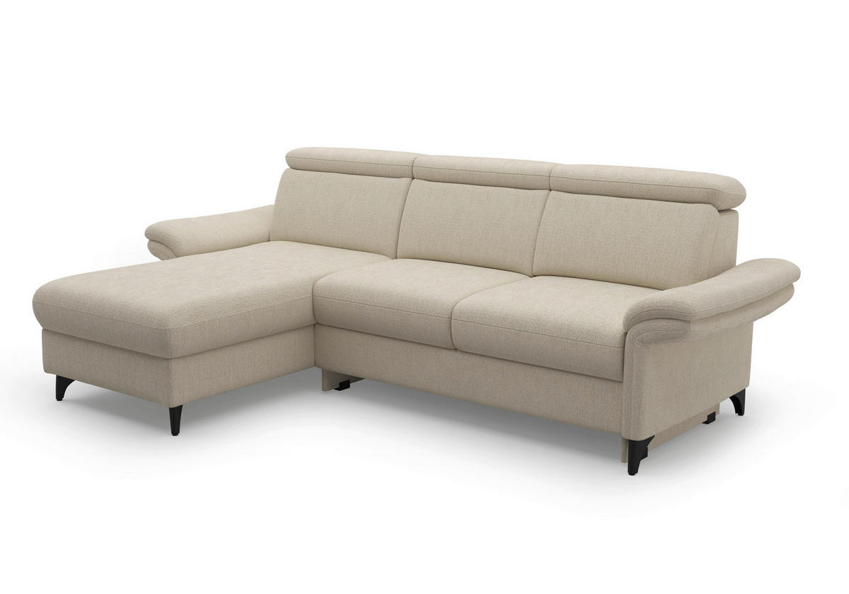 ECKSOFA GLENDALE E Sandfarben Chenille  - Sandfarben/Schwarz, KONVENTIONELL, Textil/Metall (166/253cm) - Sit & More