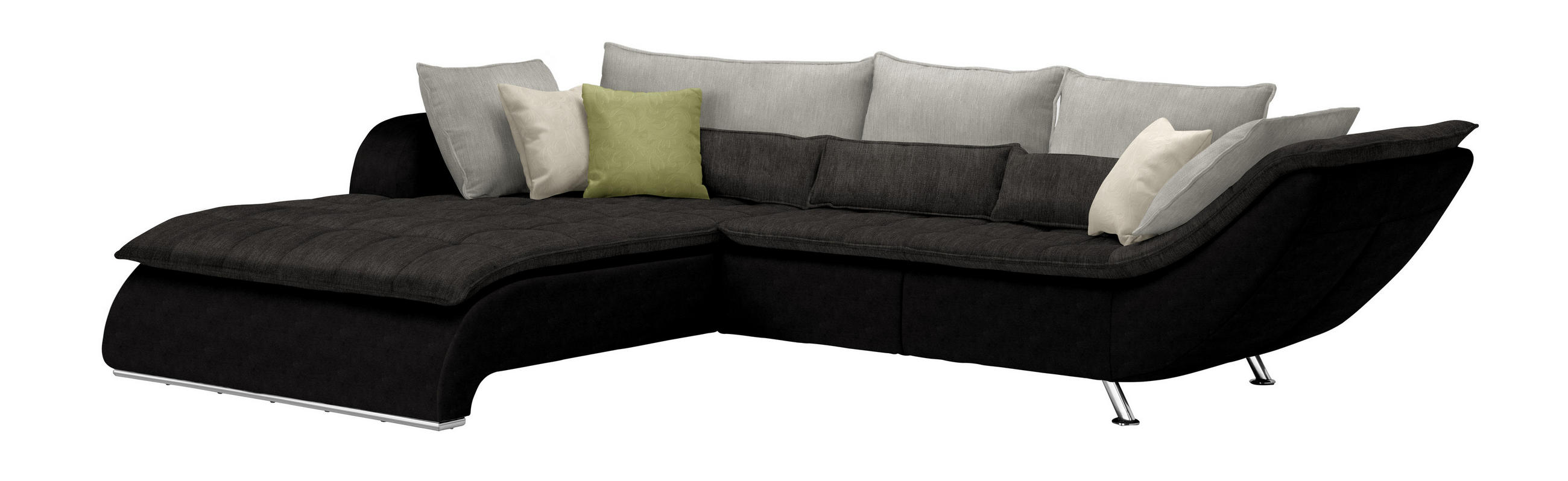 HÖRNSOFFA i grå, svart  - mörkgrå/grön, Design, metall/textil (220/300cm) - Livetastic