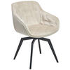 ARMLEHNSTUHL  Sitzfläche 360° drehbar, inklusive Armlehnen Samt  - Beige/Schwarz, MODERN, Textil/Metall (60/84/64cm) - Livetastic