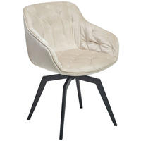 ARMLEHNSTUHL  Sitzfläche 360° drehbar, inklusive Armlehnen Samt  - Beige/Schwarz, MODERN, Textil/Metall (60/84/64cm) - Livetastic