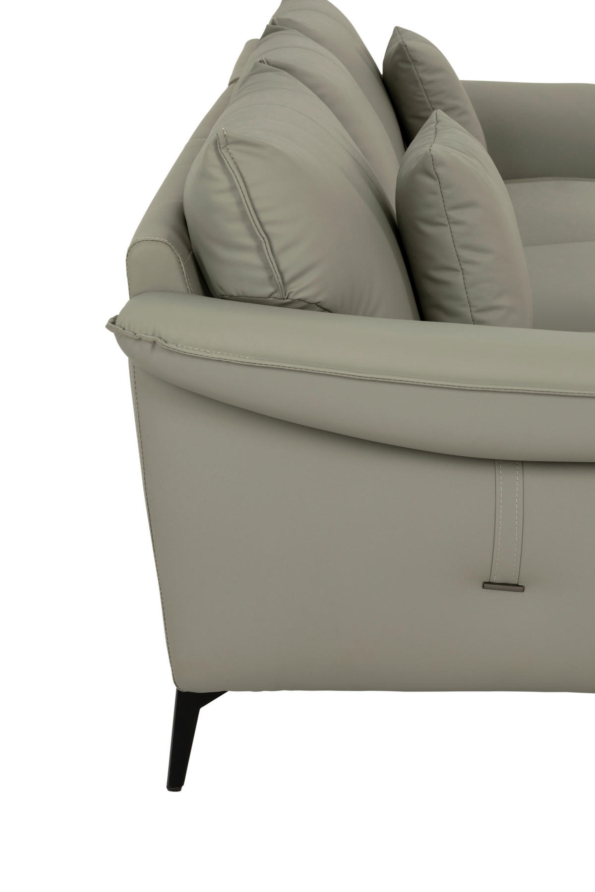 3-SITZER-SOFA inkl. Hocker Lederlook Taupe  - Taupe/Schwarz, Design, Textil/Metall (289/84/92cm) - MID.YOU