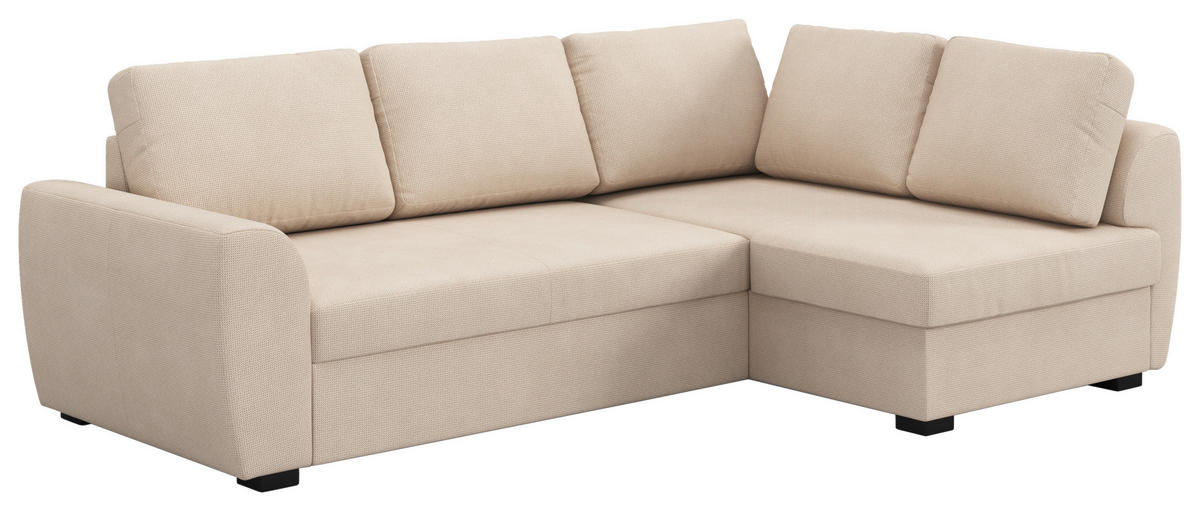 ECKSOFA  in Mikrofaser Naturfarben  253/154 cm  - Schwarz/Naturfarben, Trend, Kunststoff/Textil (253/154cm) - MID.YOU