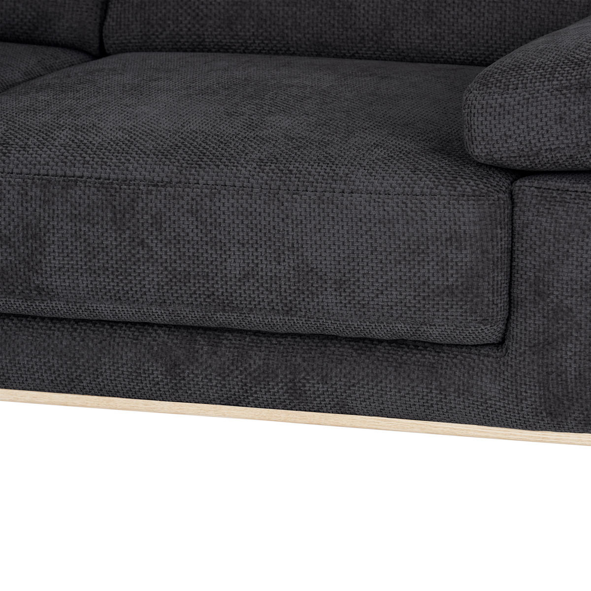 ECKSOFA ROYCE Graphitfarben Struktur  - Schwarz/Graphitfarben, MODERN, Textil/Metall (194/283cm) - MID.YOU